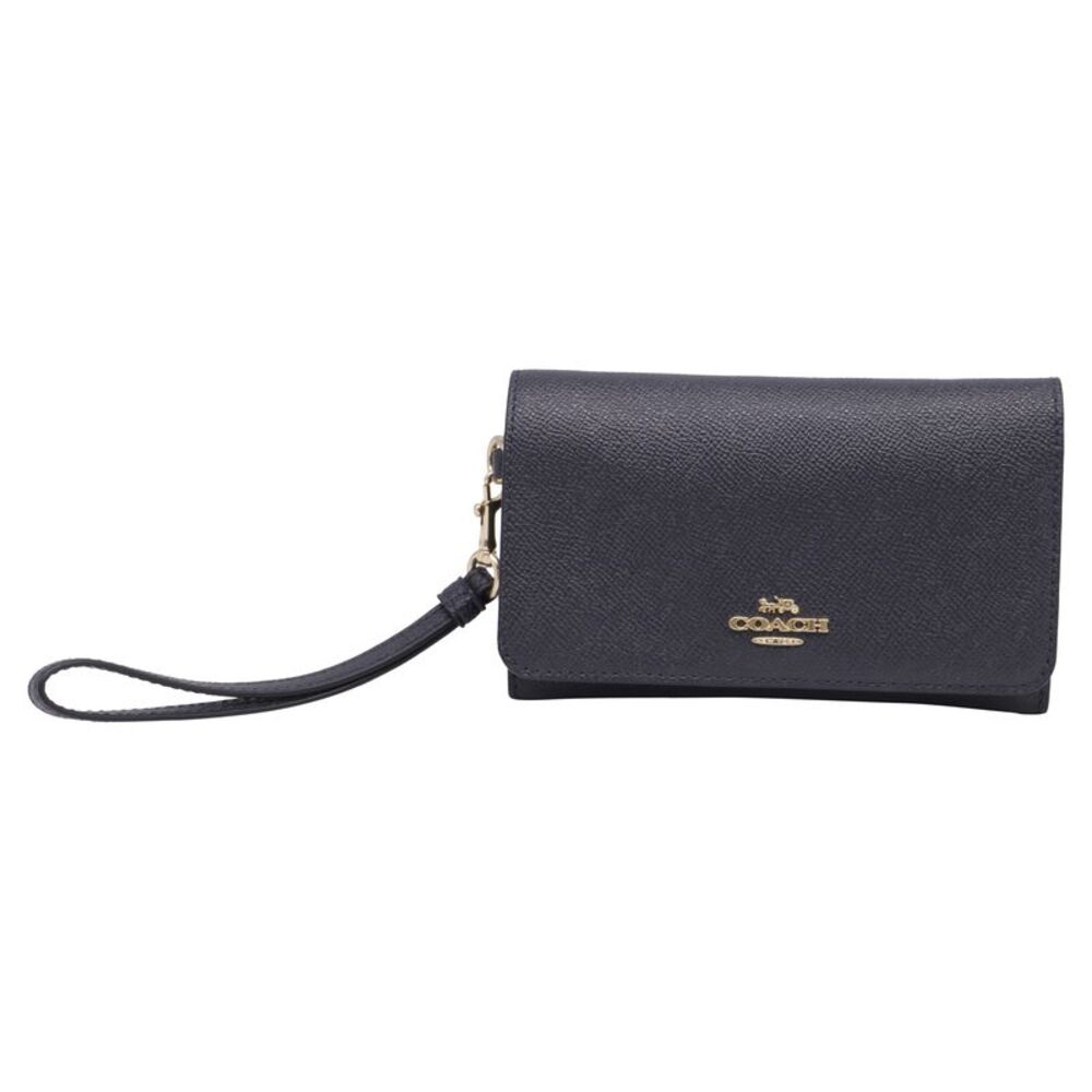 Coach Flap Phone Wrist Wallet in Navy Blue Leather